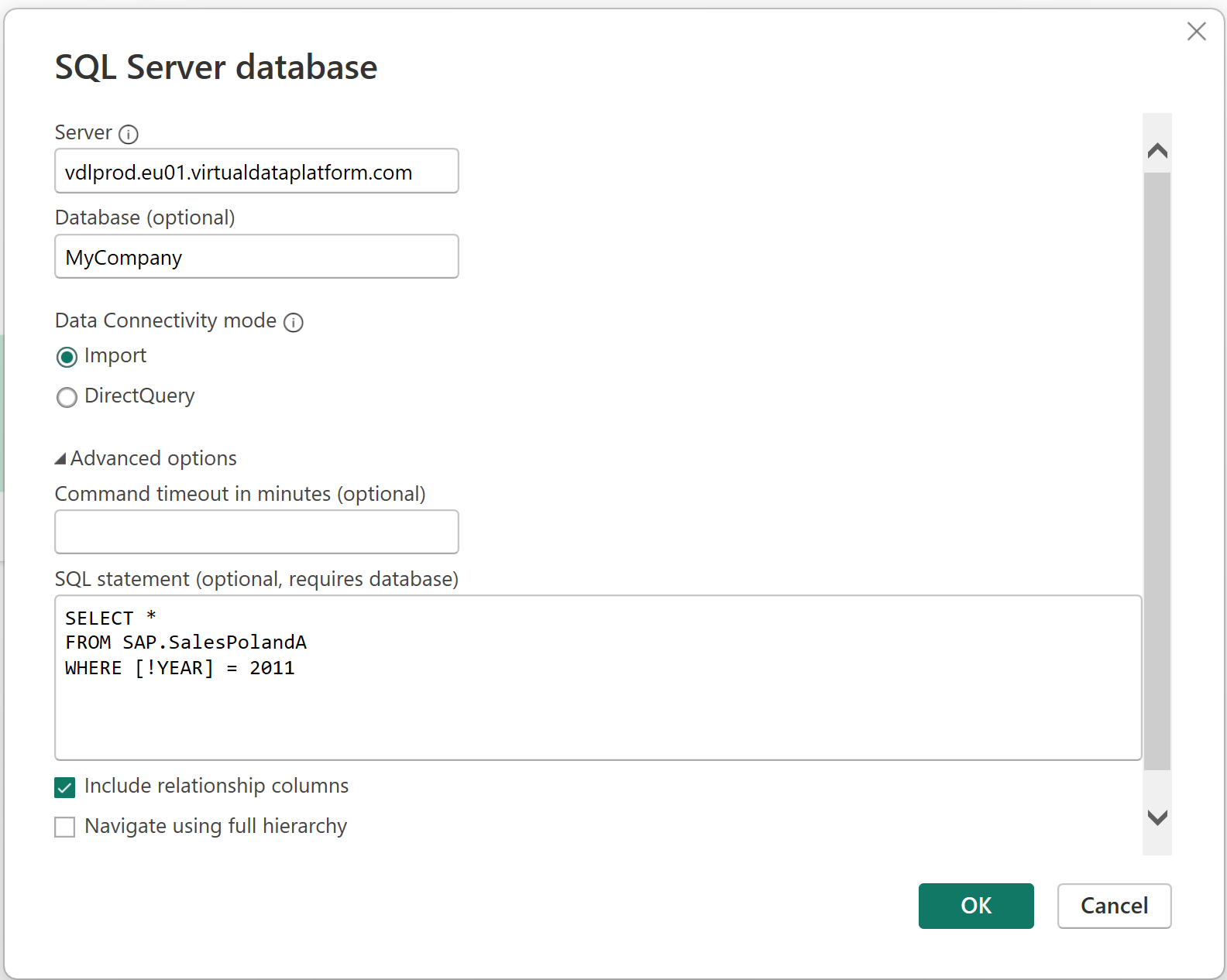 SQL Server Advanced Connection Dialog