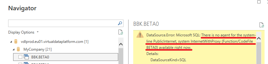 Power BI Navigator: No agent available