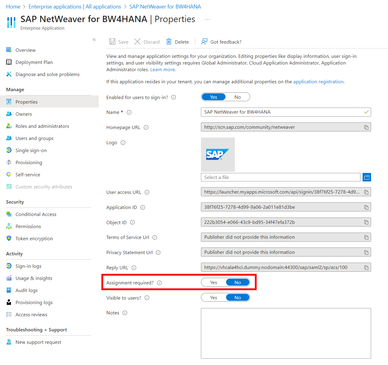 Assignment required? - "No" is recommended